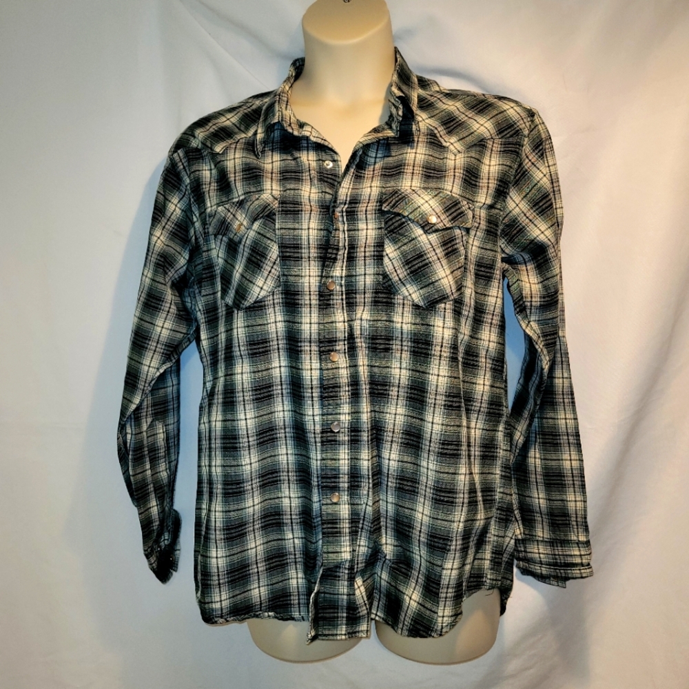 Men's Black and White Pendleton Plaid Shirt